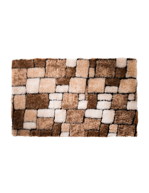 Tapis de bain mosaïque toucher peluche (marron) Tapis de bain mosaïque toucher peluche (marron)